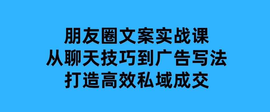 朋友圈文案实战课：从聊天技巧到广告写法，打造高效私域成交-十一网创