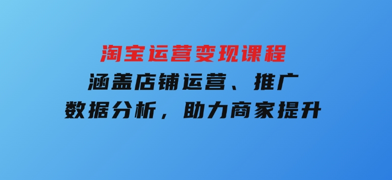淘宝运营变现课程，涵盖店铺运营、推广、数据分析，助力商家提升-十一网创
