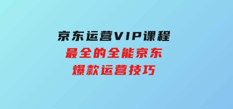 京东运营VIP课程，最全的全能京东爆款运营技巧-十一网创