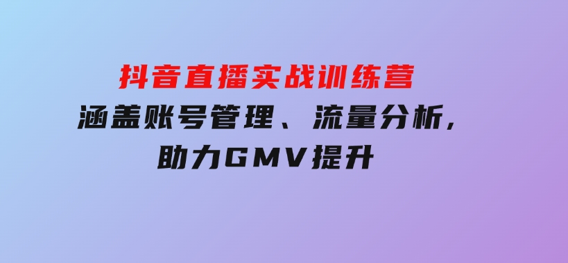 抖音直播实战训练营：涵盖账号管理、流量分析,助力GMV提升-十一网创