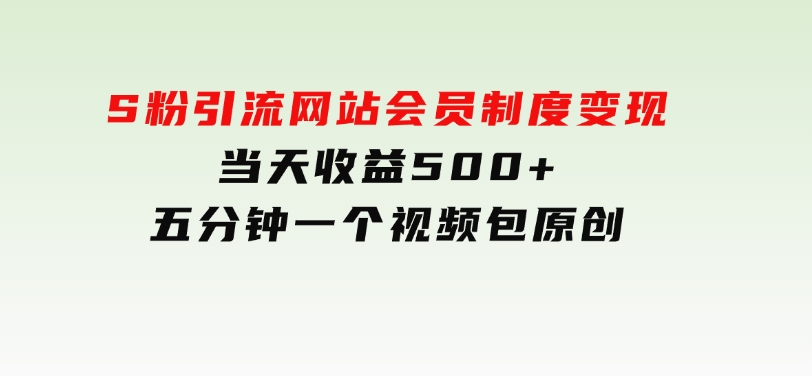 S粉引流网站会员制度变现，当天收益500+五分钟一个视频视频包原创-十一网创