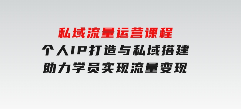 私域流量运营课程，个人IP打造与私域搭建，助力学员实现流量变现-十一网创
