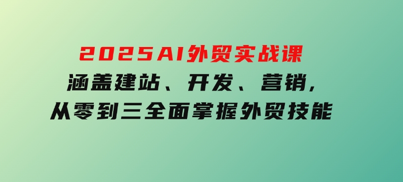 2025AI外贸实战课：涵盖建站、开发、营销,从零到三全面掌握外贸技能-十一网创