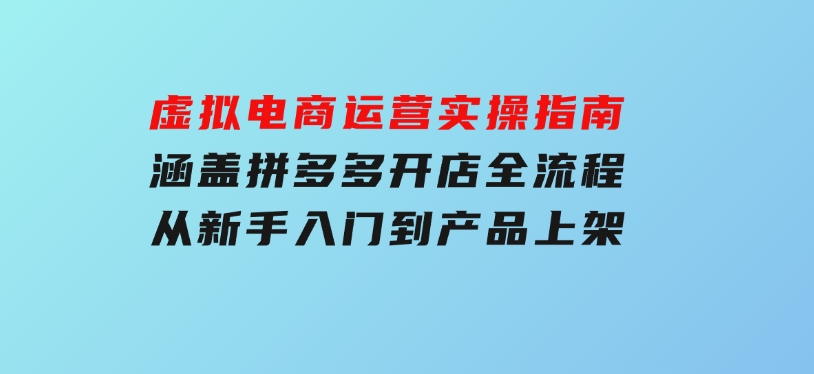 虚拟电商运营实操指南，涵盖拼多多开店全流程，从新手入门到产品上架-十一网创