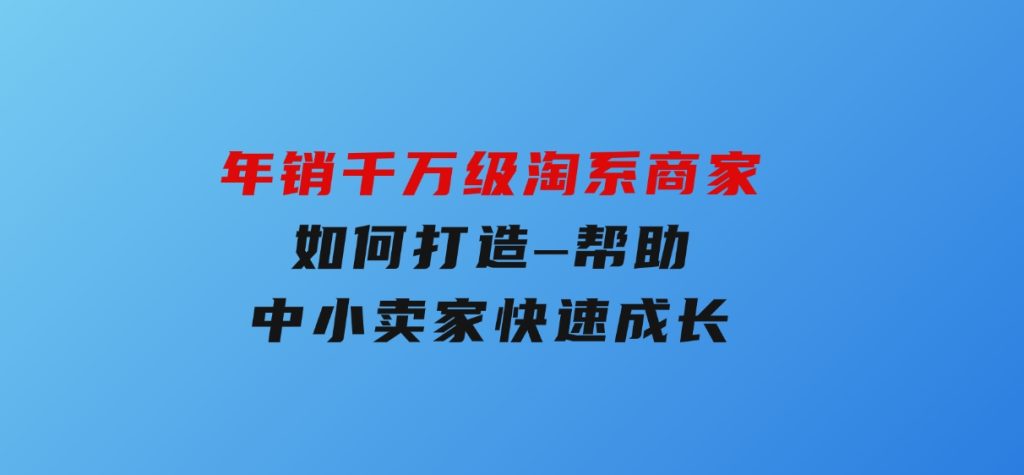 年销千万级淘系商家如何打造–帮助中小卖家快速成长-十一网创
