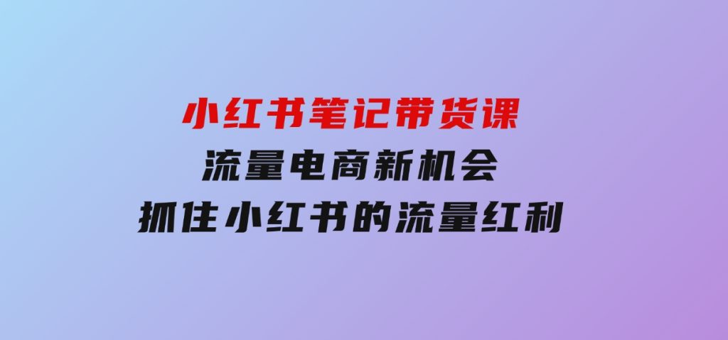 小红书笔记带货课(更新25年1月)流量电商新机会，抓住小红书的流量红利-十一网创