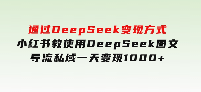 通过DeepSeek变现方式，小红书教使用DeepSeek图文，导流私域一天变现1000+-十一网创