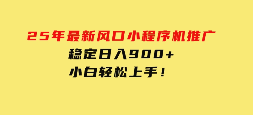 25年最新风口，小程序机推广，稳定日入900+，小白轻松上手！-十一网创