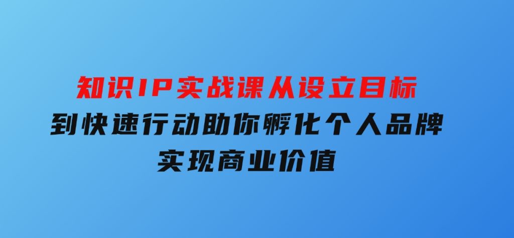 知识IP实战课，从设立目标到快速行动，助你孵化个人品牌，实现商业价值-十一网创