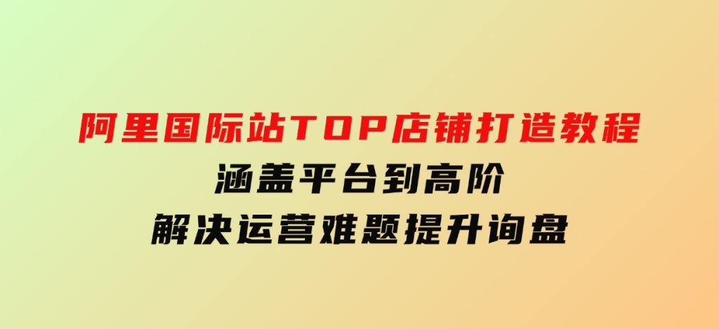 阿里国际站TOP店铺打造教程：涵盖平台到高阶，解决运营难题，提升询盘-十一网创