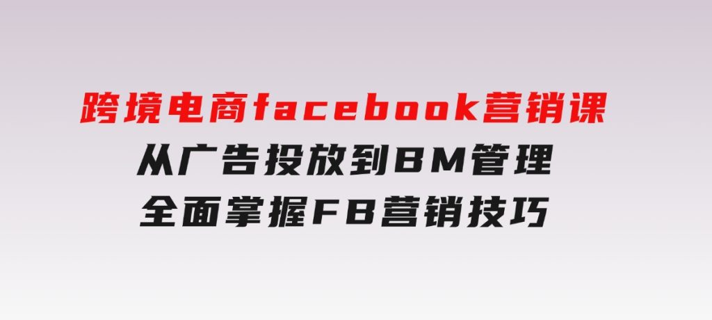 跨境电商facebook营销课：从广告投放到BM管理，全面掌握FB营销技巧-十一网创