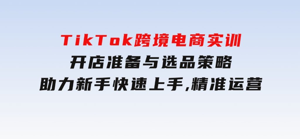 TikTok跨境电商实训，开店准备与选品策略，助力新手快速上手,精准运营-十一网创