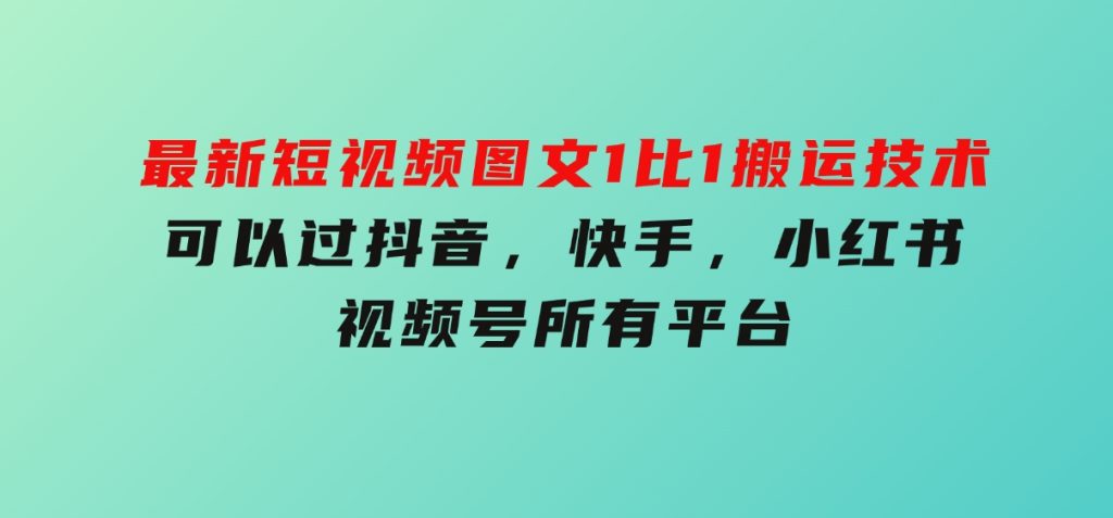 最新短视频图文1比1搬运技术，可以过抖音，快手，小红书，视频号所有平台-十一网创