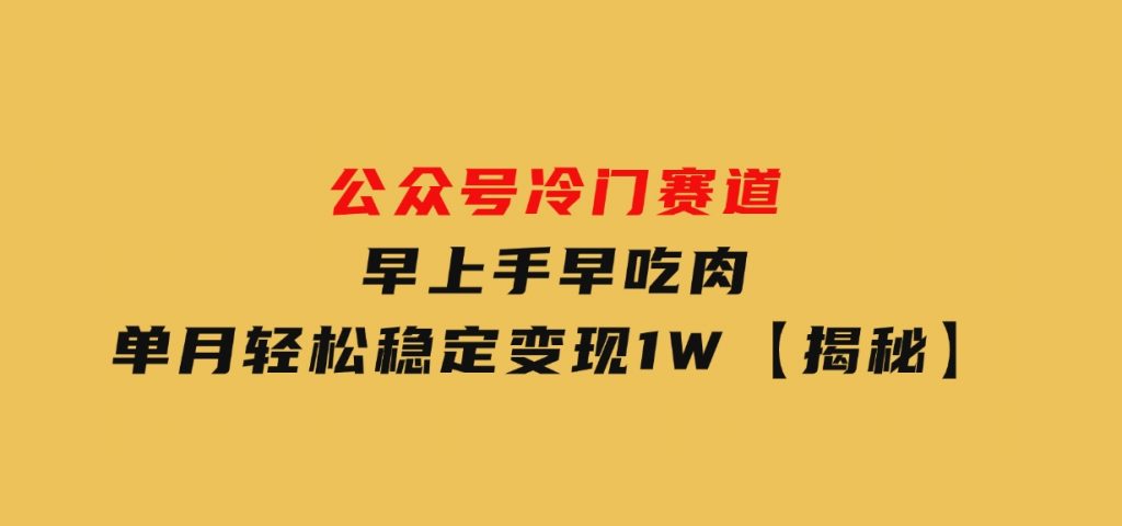 公众号冷门赛道，早上手早吃肉，单月轻松稳定变现1W【揭秘】-十一网创