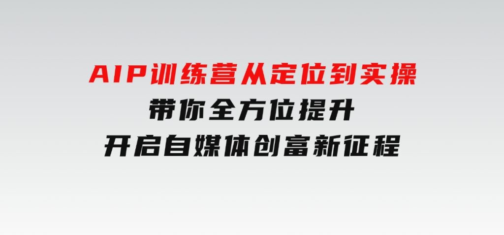 AIP训练营，从定位到实操，带你全方位提升，开启自媒体创富新征程-十一网创