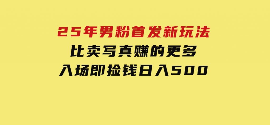 25年男粉首发新玩法比卖写真赚的更多入场即捡钱日入500-十一网创
