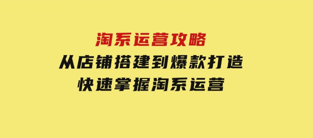 淘系运营攻略(更新25年3月)从店铺搭建到爆款打造，快速掌握淘系运营-十一网创