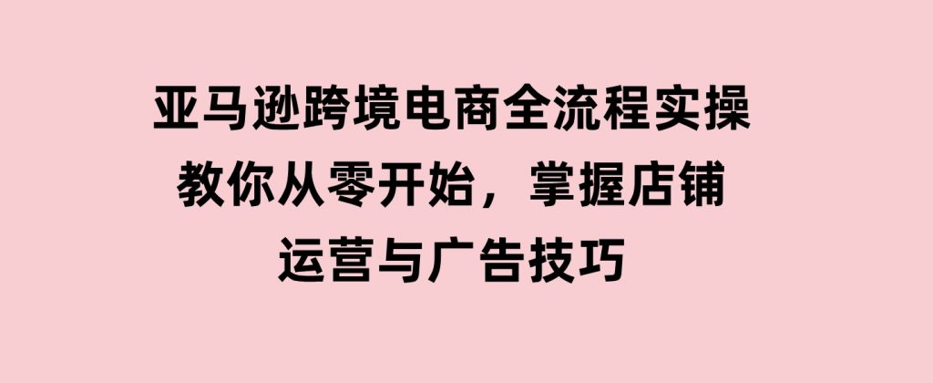 亚马逊跨境电商全流程实操，教你从零开始，掌握店铺运营与广告技巧-十一网创