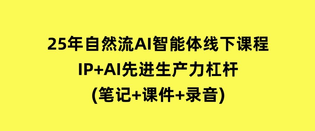 25年自然流AI智能体线下课程，IP+AI先进生产力杠杆(笔记+课件+录音)-十一网创