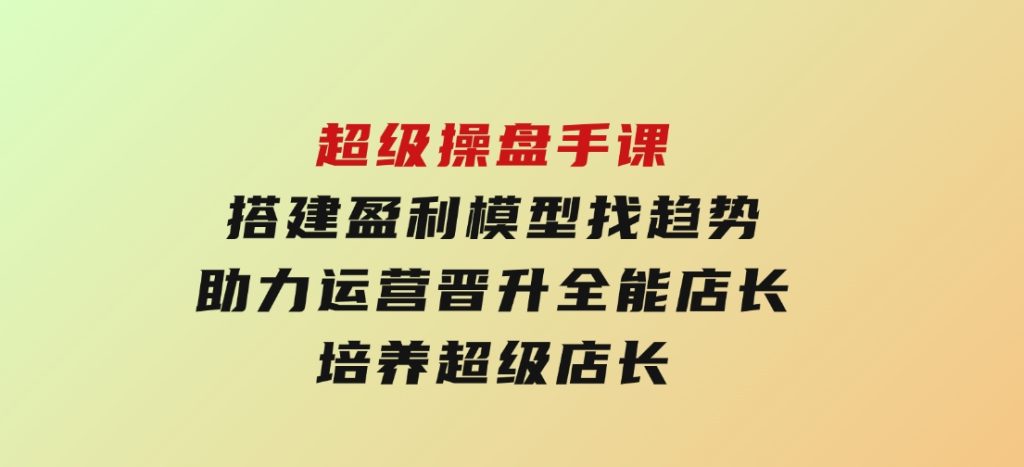 超级操盘手课，搭建盈利模型找趋势，助力运营晋升全能店长，培养超级店长-十一网创