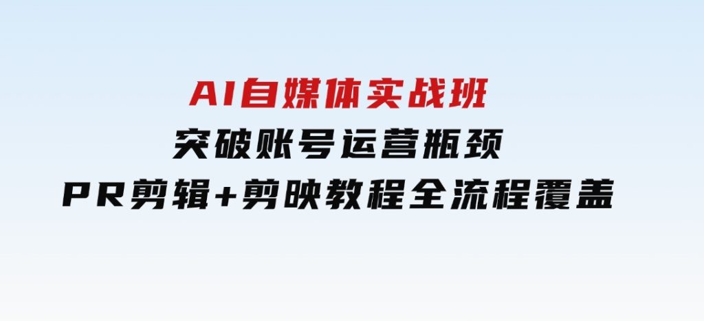 AI自媒体实战班，突破账号运营瓶颈，PR剪辑+剪映教程全流程覆盖-十一网创