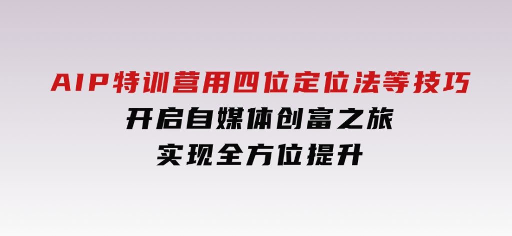 AIP特训营，用四位定位法等技巧，开启自媒体创富之旅，实现全方位提升-十一网创