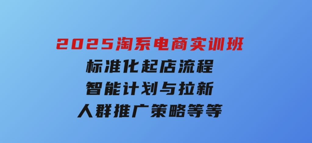 2025淘系电商实训班：标准化起店流程，智能计划与拉新，人群推广策略等等-十一网创