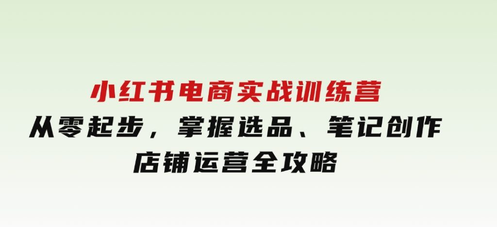 小红书电商实战训练营，从零起步，掌握选品、笔记创作、店铺运营全攻略-十一网创