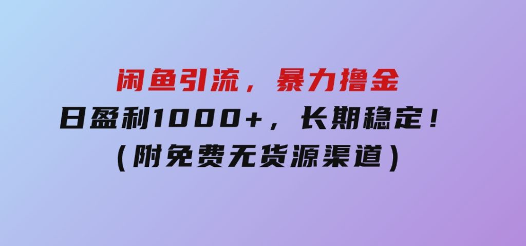 闲鱼引流，暴力撸金，日盈利1000+，长期稳定！（附免费无货源渠道）-十一网创