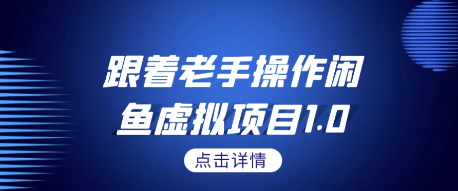跟着老手操作闲鱼虚拟项目1.0-十一网创