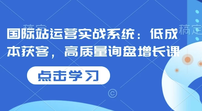 国际站运营实战系统：低成本获客，高质量询盘增长课-十一网创