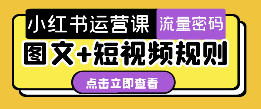 小红书运营课图文+短视频规则-十一网创