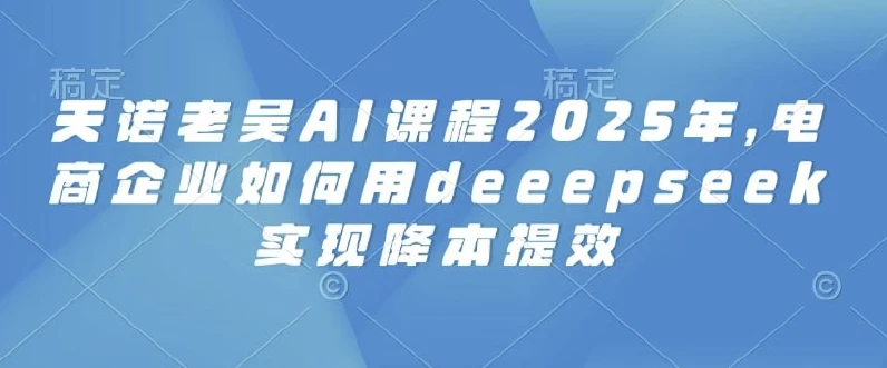 2025天诺老吴AI课程，电商企业如何用deeepseek实现降本提效-十一网创