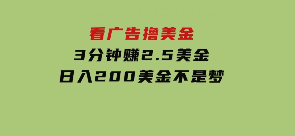 看广告，撸美金！！3分钟赚2.5美金！！日入200美金不是梦-十一网创