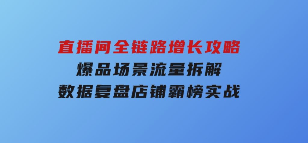直播间全链路增长攻略，爆品场景流量拆解，数据复盘店铺霸榜实战-十一网创