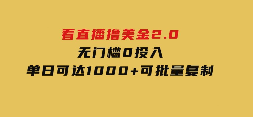 看直播撸美金2.0，无门槛0投入，单日可达1000+，可批量复制-十一网创
