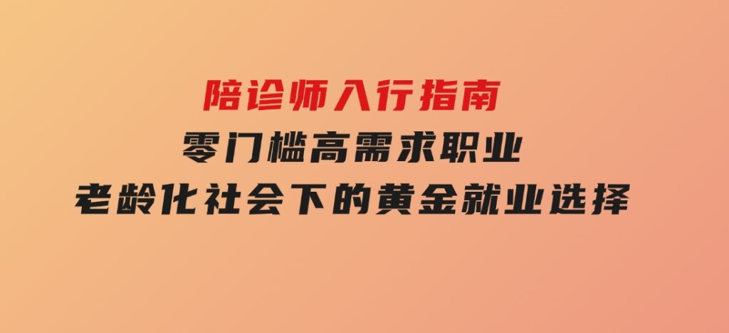 陪诊师入行指南：零门槛高需求职业，老龄化社会下的黄金就业选择-十一网创