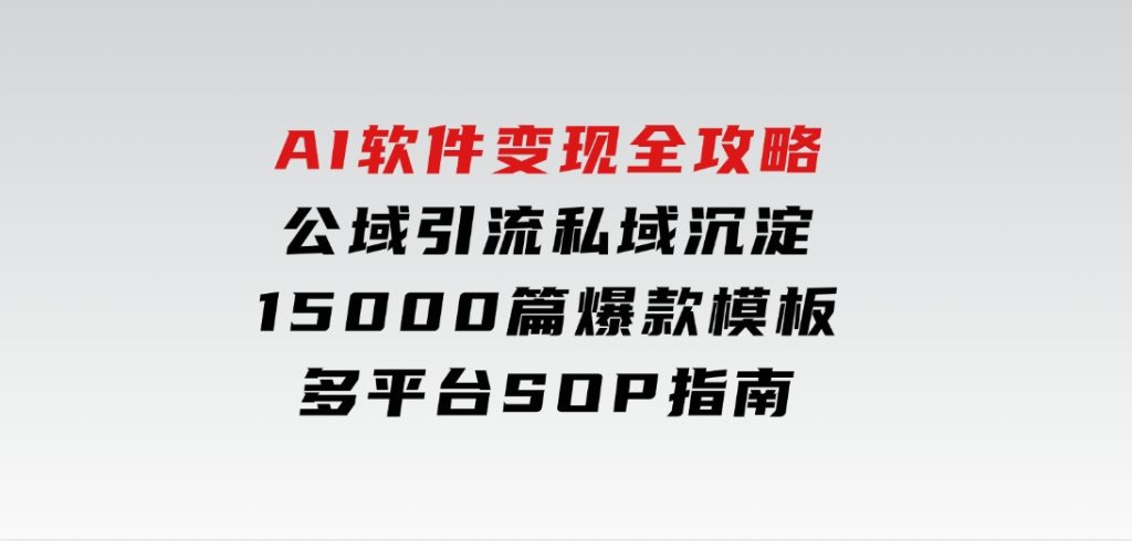 AI软件变现全攻略：公域引流私域沉淀，15000篇爆款模板+多平台SOP指南-十一网创