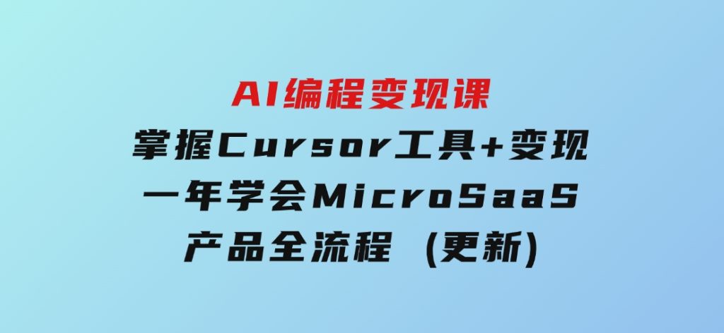 AI编程变现课：掌握Cursor工具+变现，一年学会MicroSaaS产品全流程(更新)-十一网创