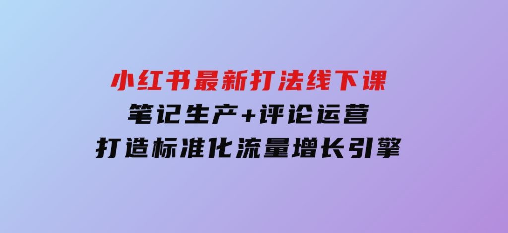 小红书最新打法线下课：笔记生产+评论运营，打造标准化流量增长引擎-十一网创