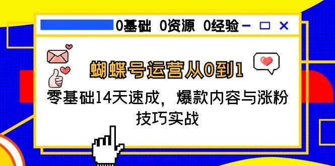 （15125期）蝴蝶号运营从0到1，零基础14天速成，爆款内容与涨粉技巧实战-十一网创