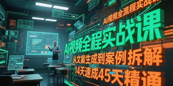 （15172期）AI视频全流程实战课，从文案生成到案例拆解，14天速成45天精通-十一网创