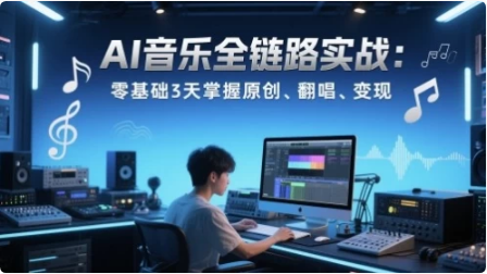 AI音乐全链路实战变现课：零基础3天掌握原创、翻唱、变现-十一网创