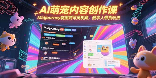 （15311期）AI萌宠内容创作课，Midjourney制图到可灵视频，数字人带货玩法-十一网创