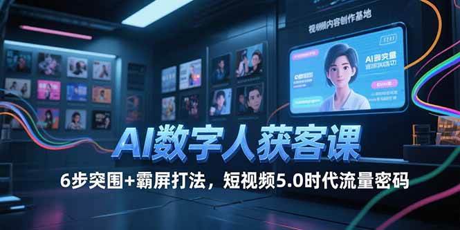（15247期）AI数字人获客课，6步突围+霸屏打法，短视频5.0时代流量密码-十一网创
