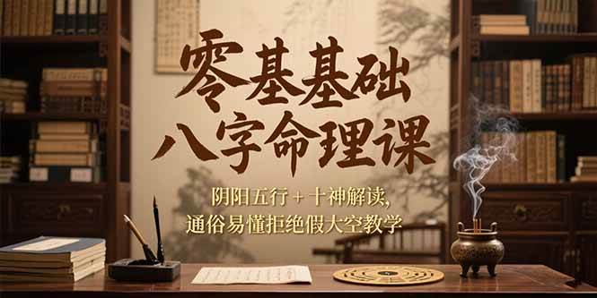 （15283期）零基础八字命理课，阴阳五行+十神解读，通俗易懂拒绝假大空教学-十一网创