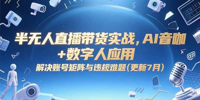 （15280期）半无人直播带货实战，AI音咖+数字人应用解决账号矩阵与违规难题(更新7月)-十一网创