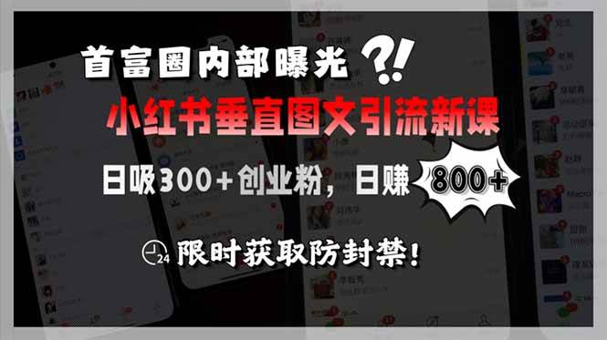 （15313期）首富圈内部曝光小红书垂直图文引流新课，日吸300+创业粉，日赚800+，限…-十一网创