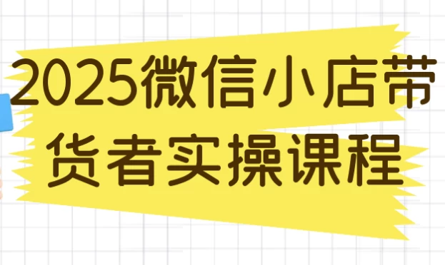 2025微信小店带货者实操课程-十一网创