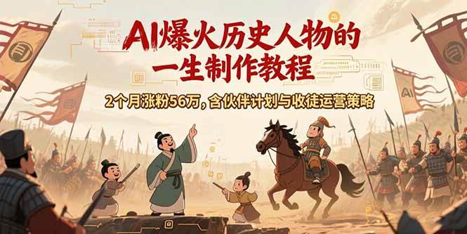 （15336期）AI历史人物赛道课程，2个月涨粉56万，含伙伴计划与收徒运营策略-十一网创